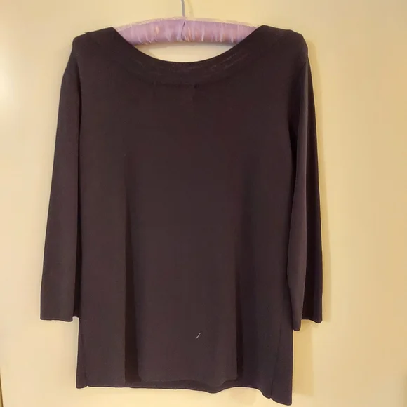 Joseph A Black 3/4 Sleeve Woman's top Elegant  Stones around chest Size XL - Picture 5 of 6